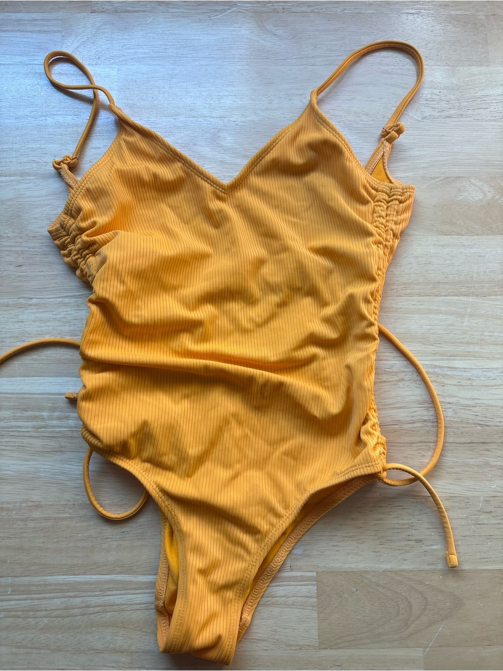 Ribbed Yellow One-Piece Swimsuit